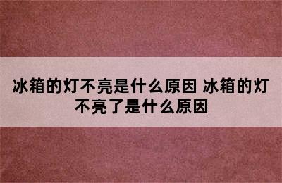 冰箱的灯不亮是什么原因 冰箱的灯不亮了是什么原因